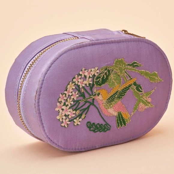 Powder UK Hummingbird luxury velvet embroidered pouch w/tassel-2 available-NWT - Picture 9 of 16